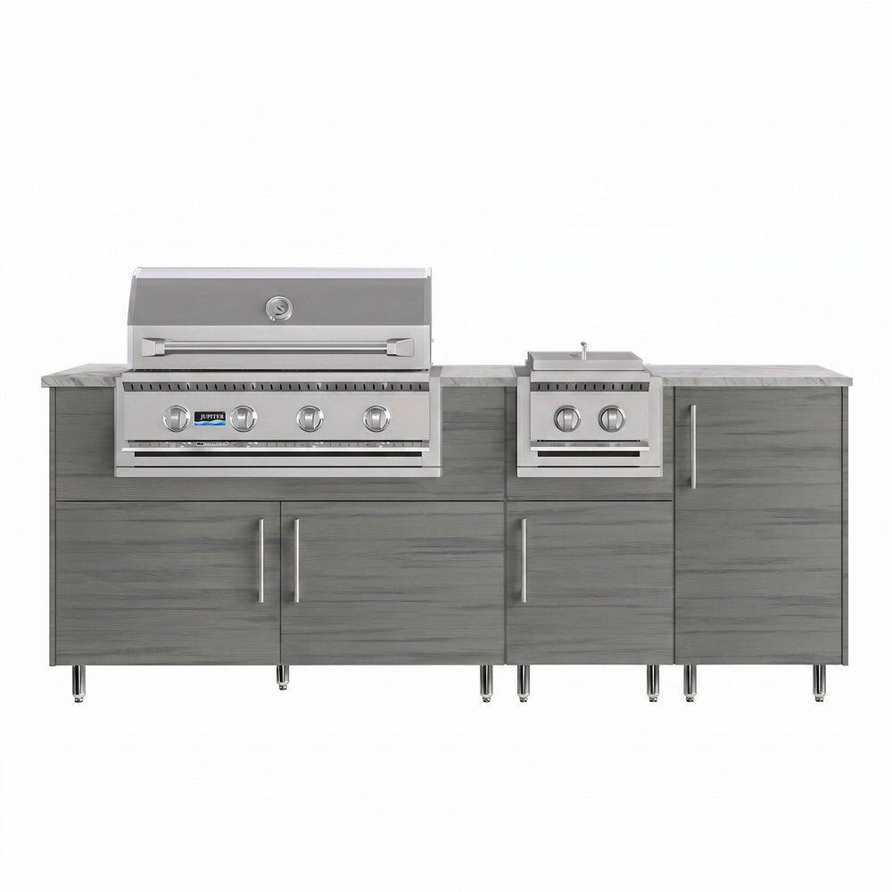 Golden Sky 86.5 in. W 4-Burner Propane Grill Island in Stainless Steel Miami Dark Ash with Side Burner, Propane Cabinet price history on PriceWatchPro