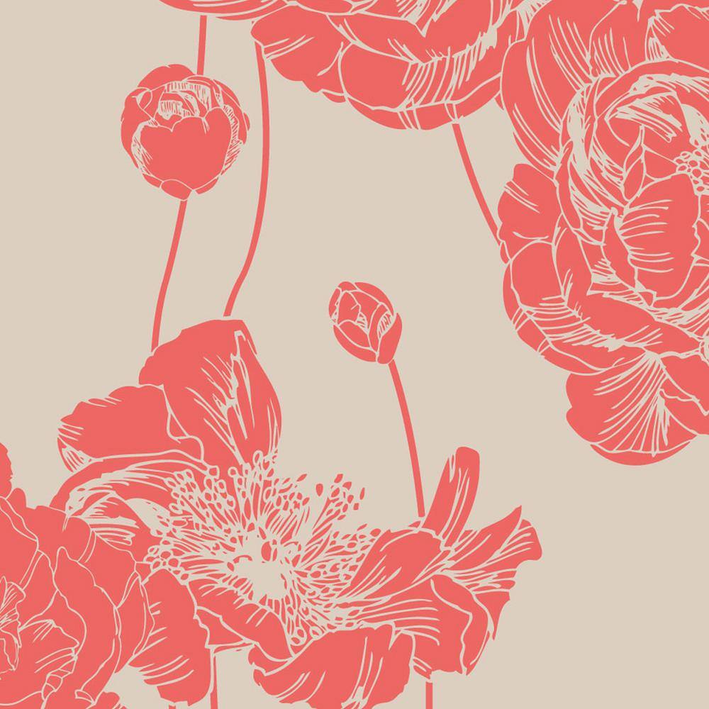 Peony Dark Salmon Peel and Stick Smooth Vinyl Wallpaper
