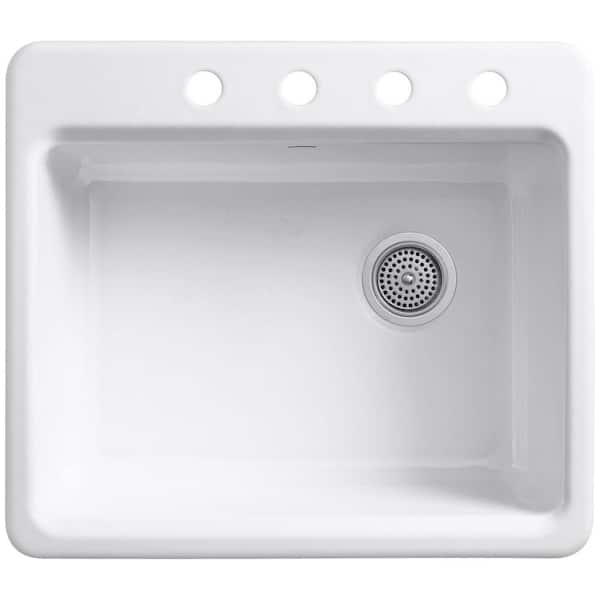 Kohler Riverby k-5872-4a1-0 White 25 Top-Mount Single-Bowl Kitchen Sink