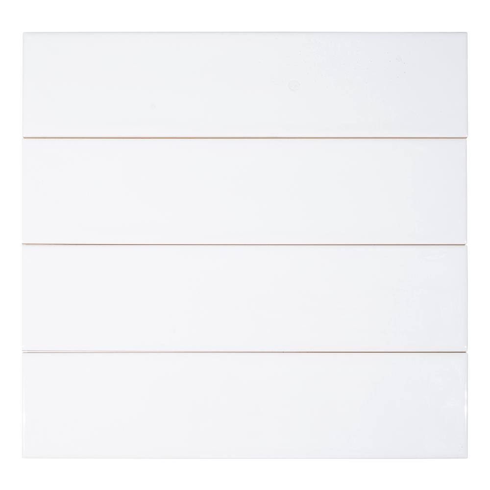 Perfecto Mirabella 4" x 16" White Glazed Ceramic Subway Tile