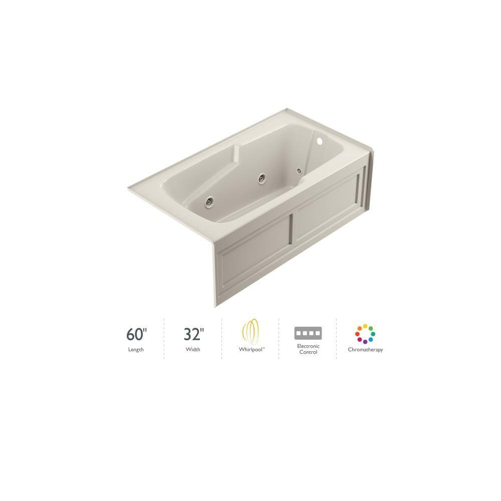Cetra 60" x 32" Oyster Acrylic Alcove Whirlpool Bathtub