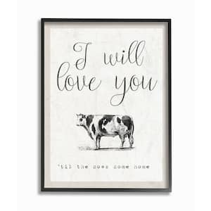 "Love You Till The Cows Come Home" by Daphne Polselli Wood Framed Abstract Wall Art 20 in. x 16 in.