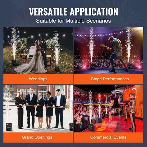 VEVOR Cold Spark Firework Machine x2 500 W 6.6-13 ft. Stage DJ Wedding Event Party