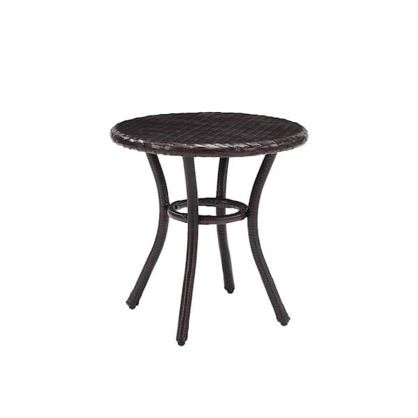 Crosley Brown Wicker Outdoor Side Table Palm Harbor