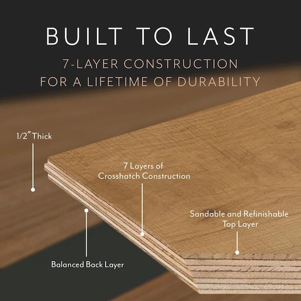 ASPEN FLOORING Farrow Hickory 1/2 in. T x 7.5 in. W Water Resistant Wire Brushed Engineered Hardwood Flooring (31.09 sqft/case)