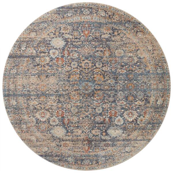 Angela Rose Blake 5 ft. 3 in. x 5 ft. 3 in. Round Navy / Multi Transitional Area Rug