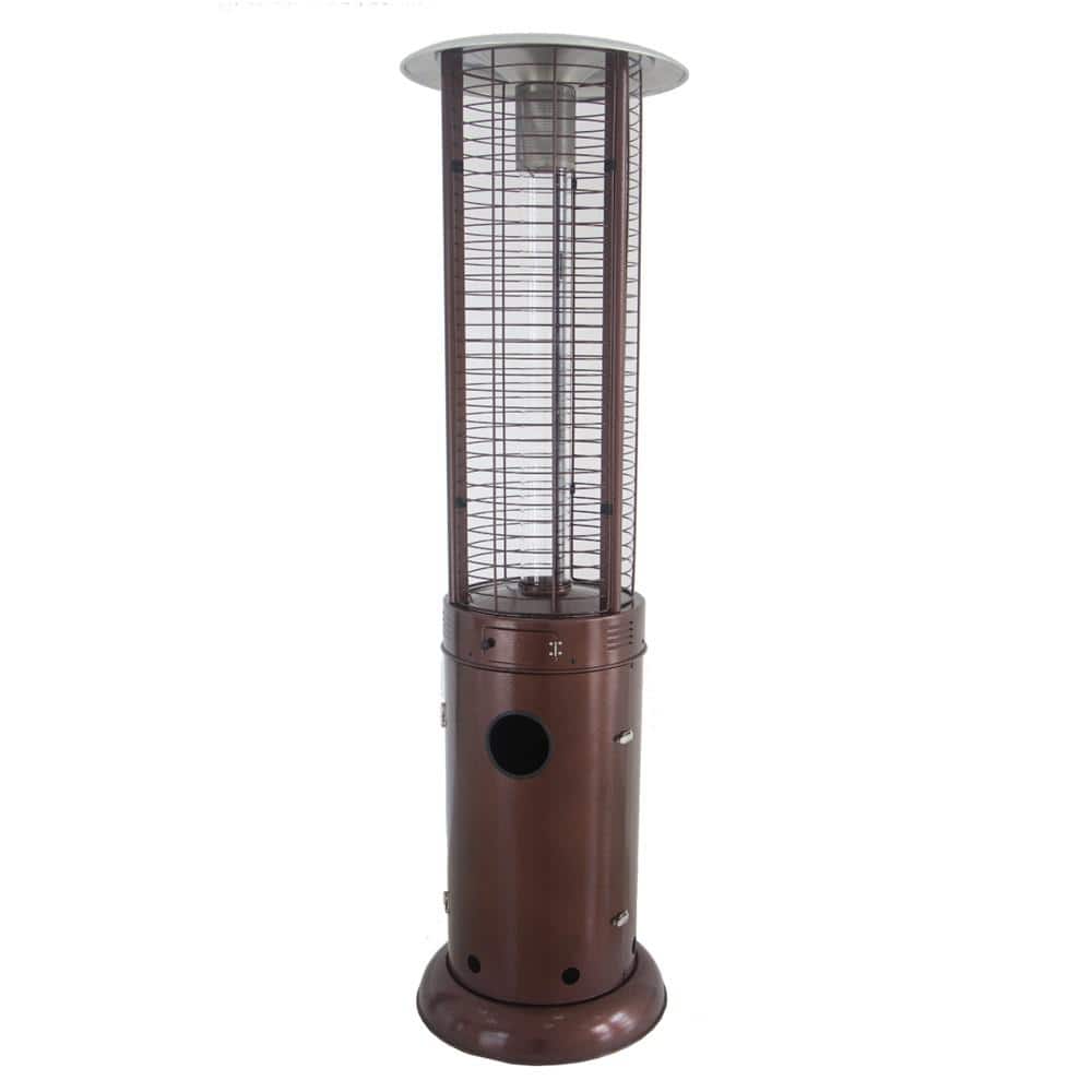Round Commercial Glass Cylinder Patio Heater in Hammered Bronze with Clear 