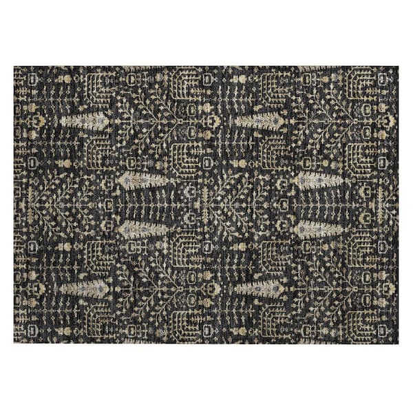 Chantille Machine Washable Indoor/Outdoor Abstract ACN3118 Black 2 ft. x 3 ft. Accent Rug