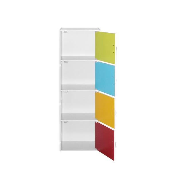 Rainbow 4 Shelf Wood Bookcase With, 4 Shelf Bookcase With Doors