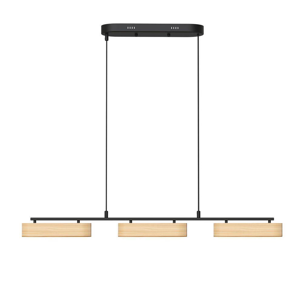 Farmhouse 3-Light Integrated LED Kitchen Island Pendant Light with Wood Shade Adjustable Brightness, Remote Control price history on PriceWatchPro