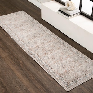 Reynell Gray  Doormat 2 ft. x 7 ft. Floral Area Rug