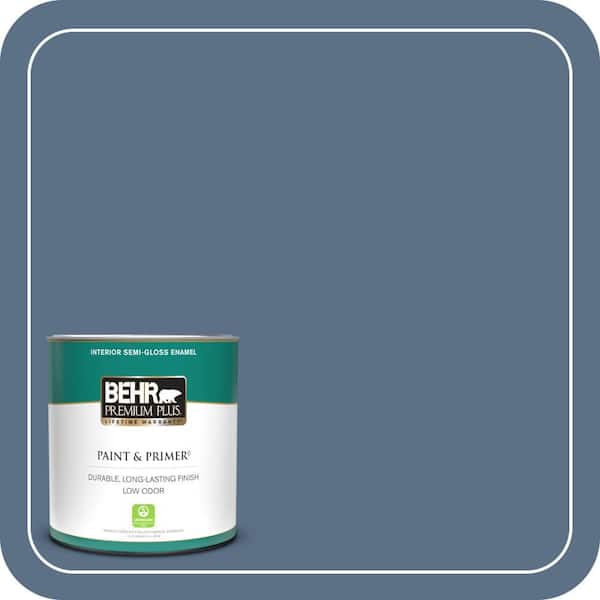 BEHR PREMIUM PLUS 1 qt. #S520-6 Layers of Ocean Semi-Gloss Enamel Low Odor Interior Paint & Primer