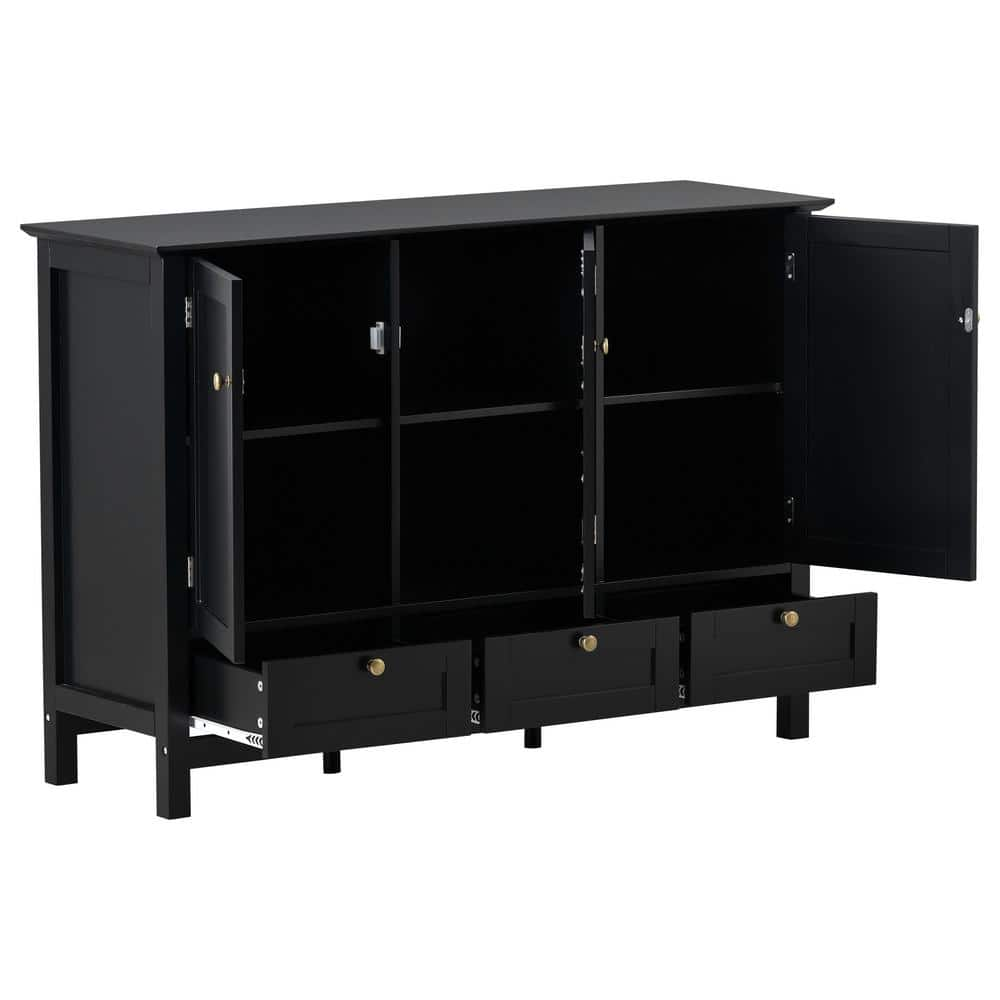 44.9 in. W x 14.8 in. D x 31 in. H Bathroom Black Linen Cabinet 2023-6 ...