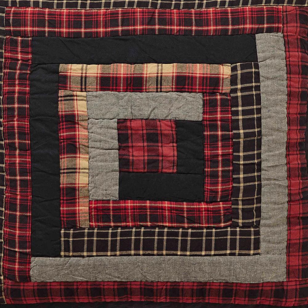 Cumberland Quilted Euro Sham in Red and Black Cotton
