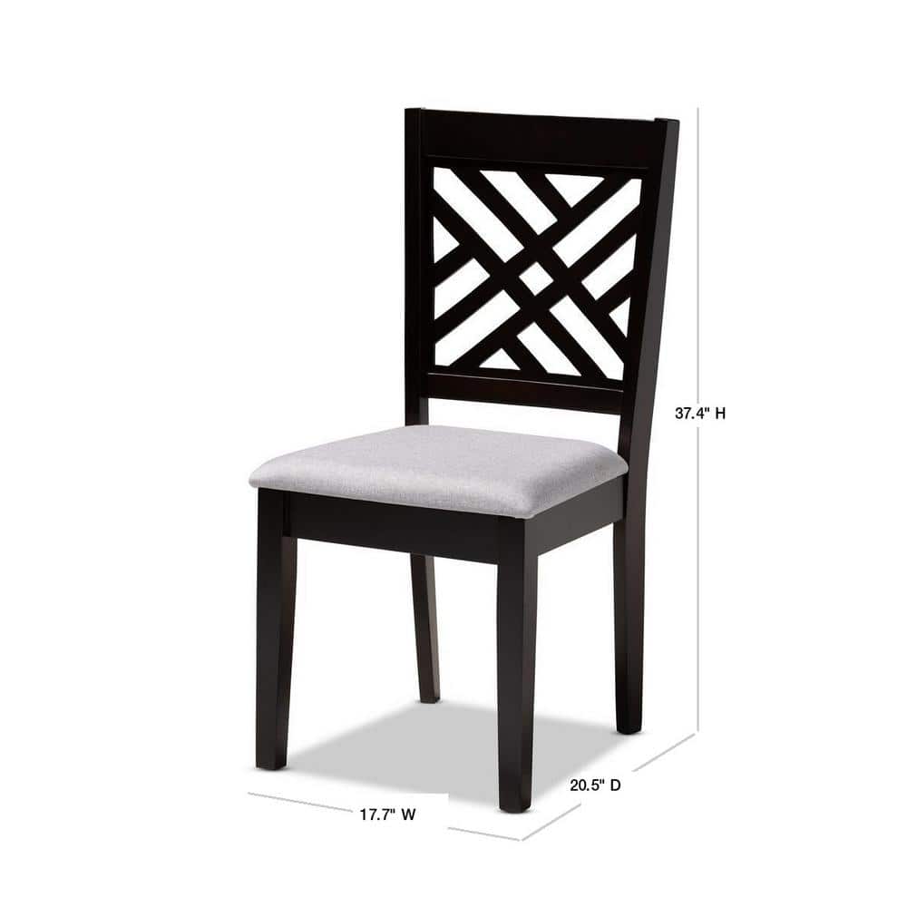 Espresso & Gray Upholstered Parsons High-Back Side Chair