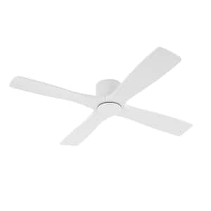 60 in. White DC Flush Mount Indoor Ceiling Fan with Remote