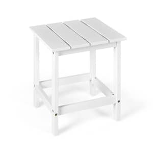Outdoor 15 in. Square Fir wood Slat Side Table, White