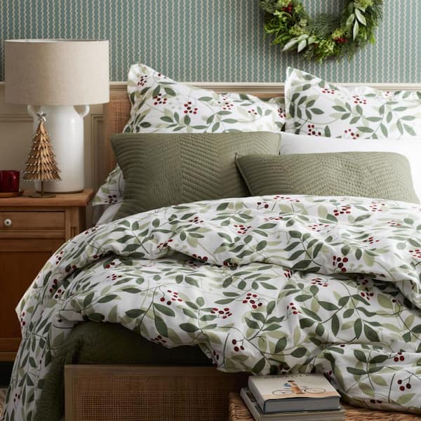 Company Cotton Berries And Leaves Velvet Berries & Leaves Queen Flannel Duvet Cover