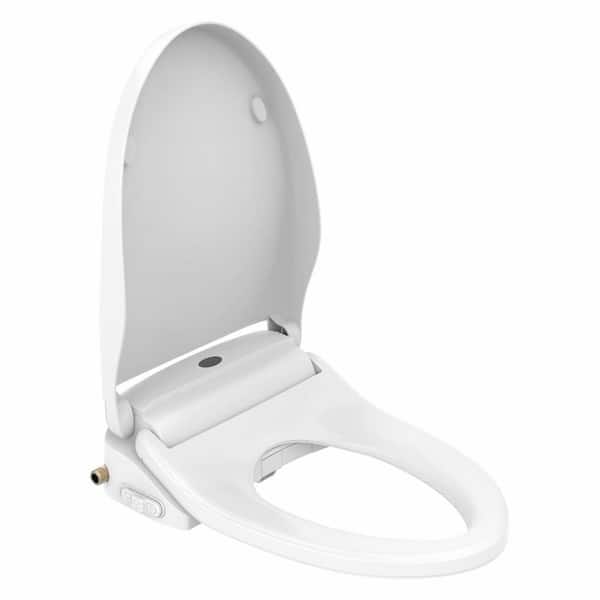 Elongated Smart Toilet Seat in White with Warm Air Dryer Warm Water and Night Light