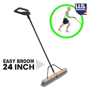 Easy Back 24 in. Garage and Porch Ergonomic Push Broom