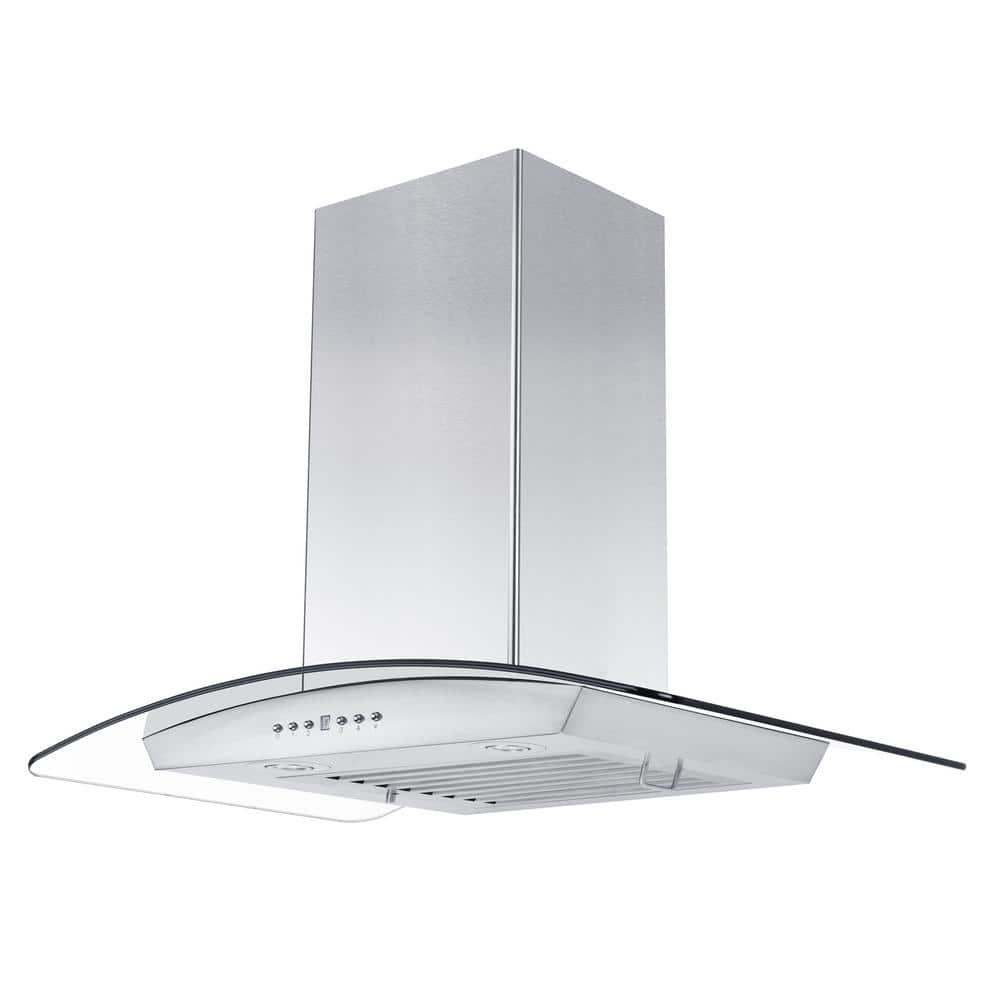 30" Stainless Steel Convertible Wall Mount Range Hood with Glass Canopy