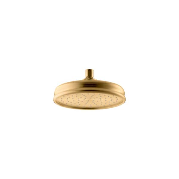 KOHLER 1-Spray Patterns with 1.75 GPM 8 in. Ceiling Mount Fixed Shower Head in Vibrant Brushed Moderne Brass