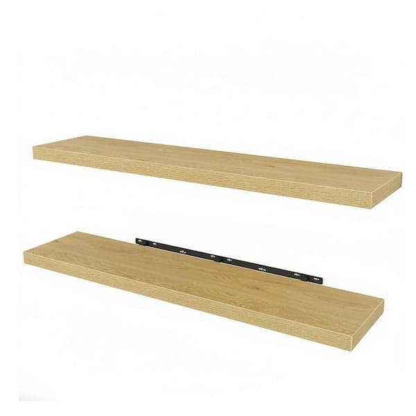 47.2 in. W x 9.3 in. D Oak Floating Shelves Set of 2, Farmhouse Wood Decorative Wall Shelf