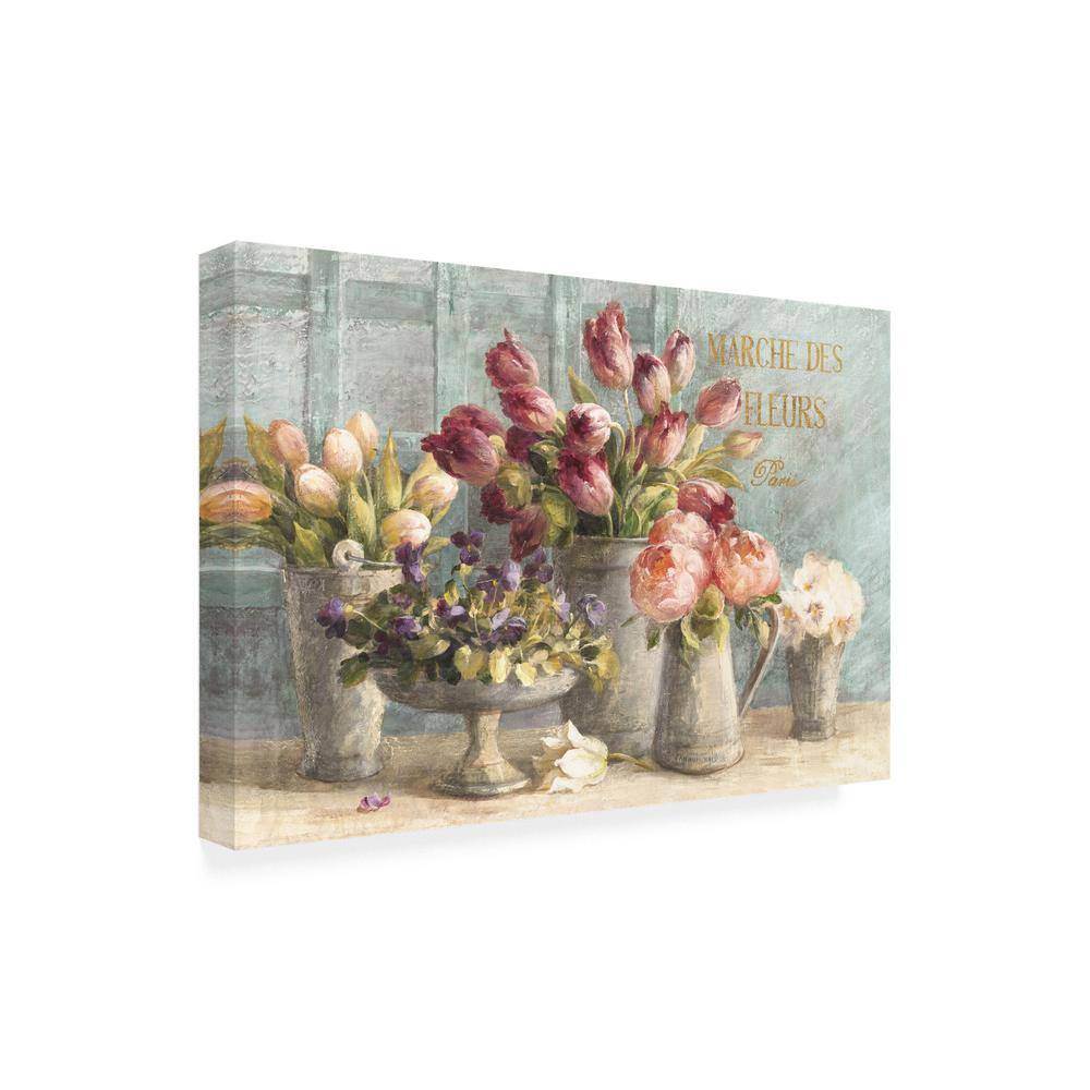 Marche Des Fleurs Blue Gold Floral Canvas Art 22'' x 32''