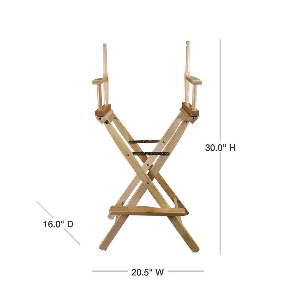 Natural Wood Large Foldable Directors Chair with Blue Canvas