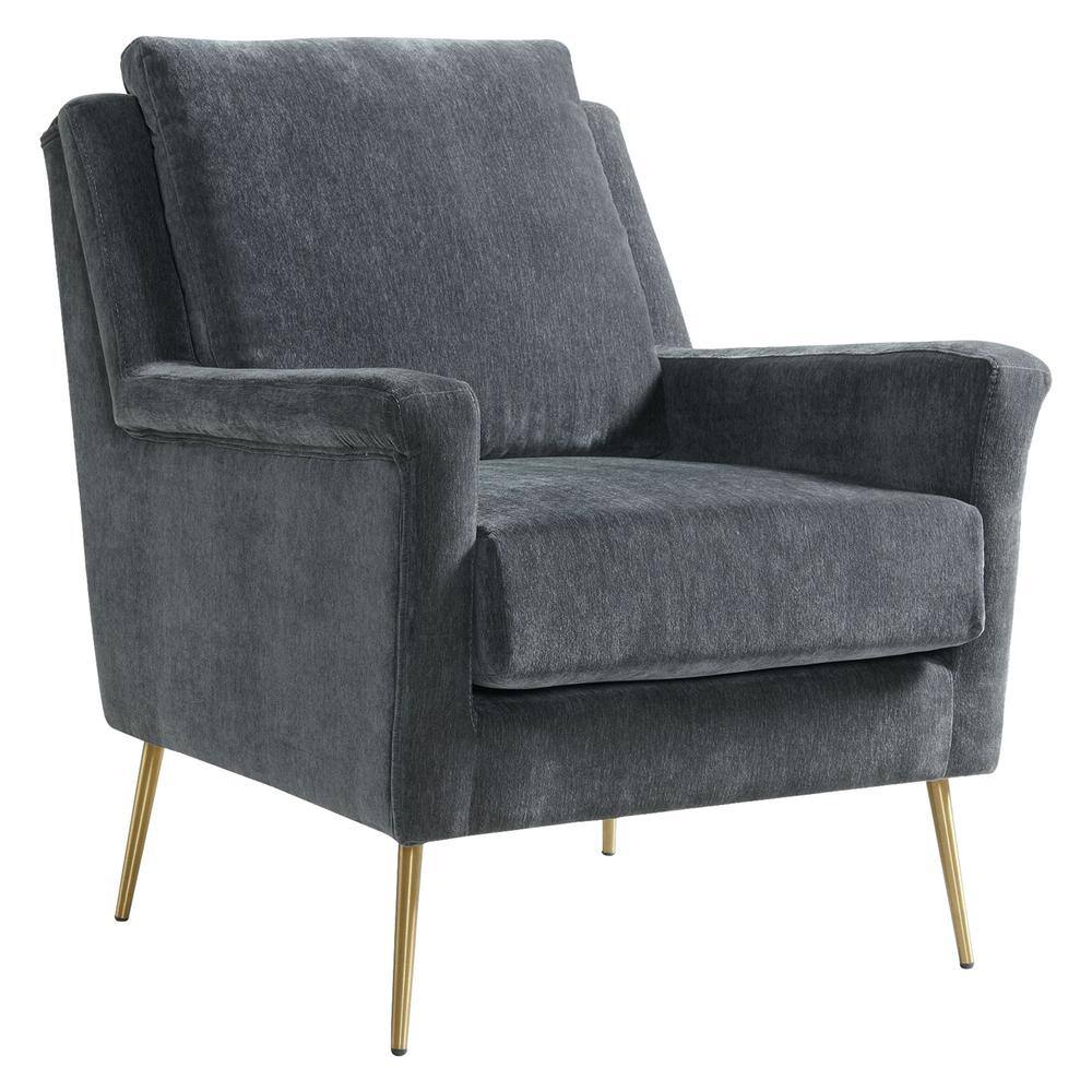 Mid-Century Modern Gray Accent Chair with Gold Legs