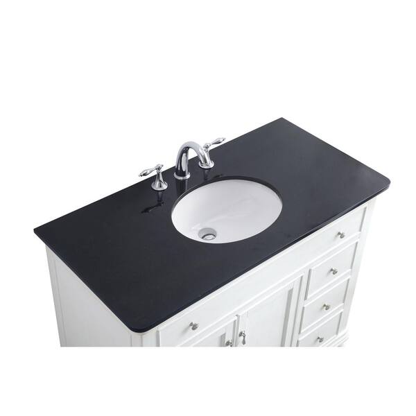 Timeless Home 42 In W X 21 D 35 H Single Bathroom Vanity Antique White With Black Quartz Top Th24642white Single Bathroom Vanity In Antique White, White Bathroom Vanity With Black Quartz Top