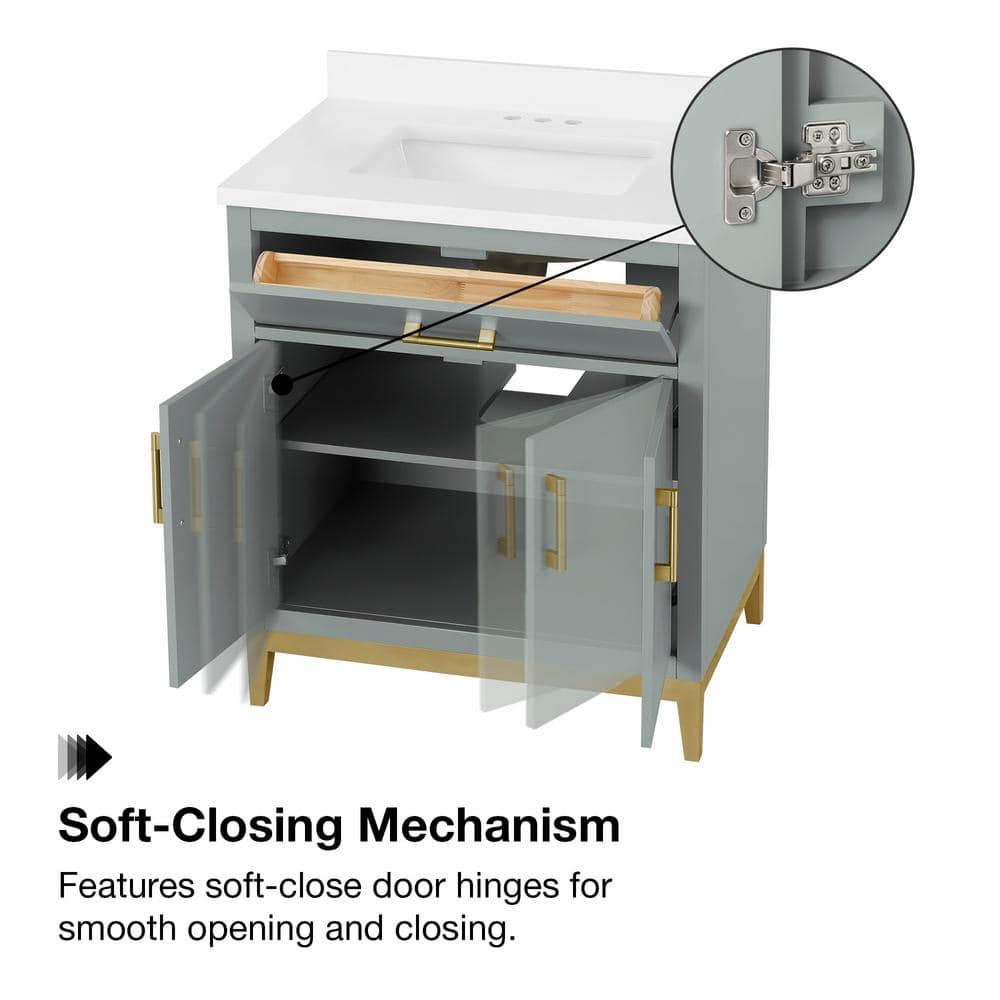 Sage Green 30" Single Sink Vanity with Marble Top