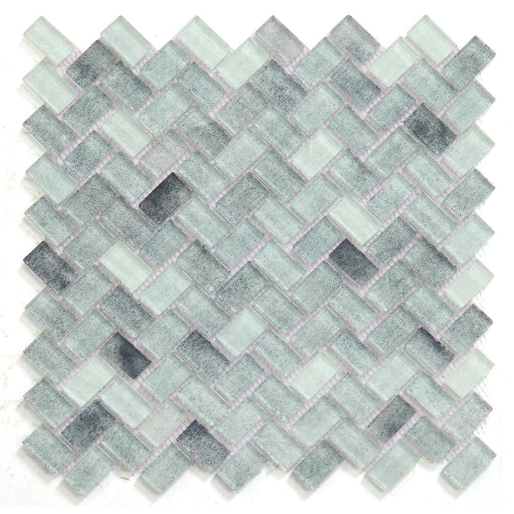 Seal Gray 12 in. x 12 in. Herringbone Glossy Glass Mosaic Wall Tile (16.28 sq. ft./Case) price history on PriceWatchPro