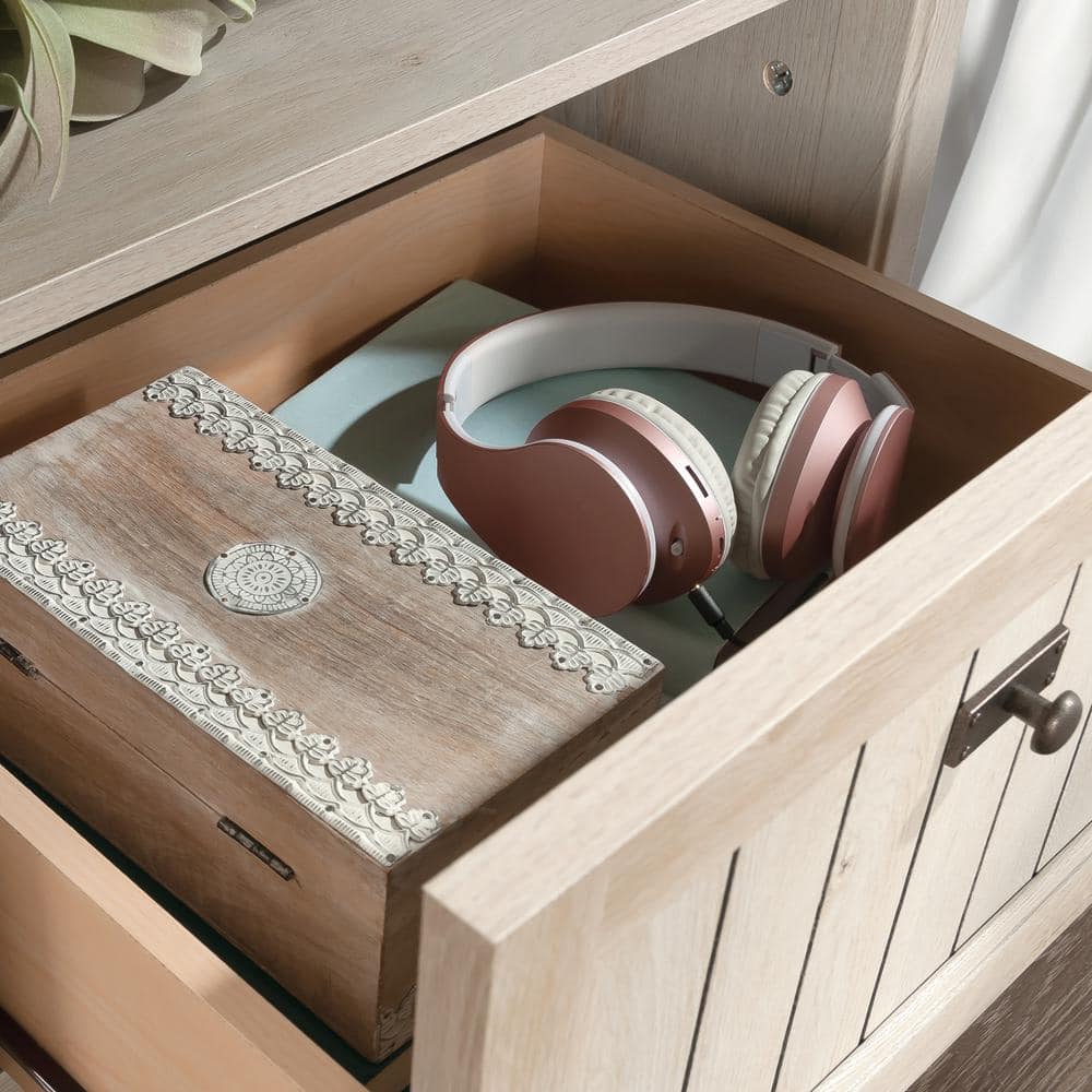 Chalked Chestnut Engineered Wood Nightstand with Cubbyhole Storage