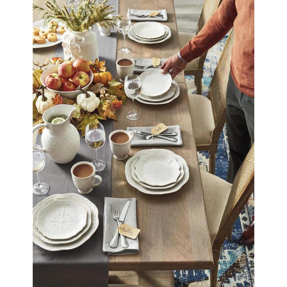 French Perle White Ceramic 12-Piece Dinnerware Set