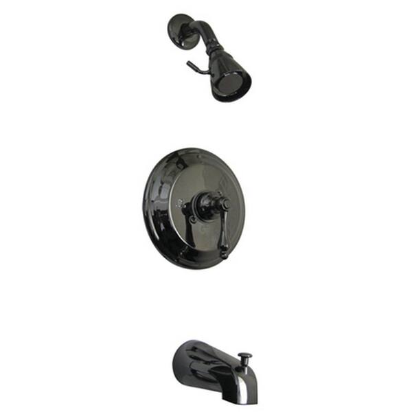 Kingston Brass Vintage Lever Single-Handle 4-Spray Tub and Shower Faucet with Valve in Black Stainless Steel (Valve Included)