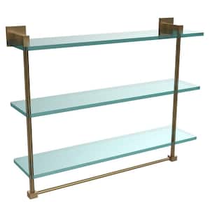 Montero 16 in. L x 18 in. H x 6-1/4 in. W 3-Tier Clear Glass Bathroom Shelf with Towel Bar in Brushed Bronze