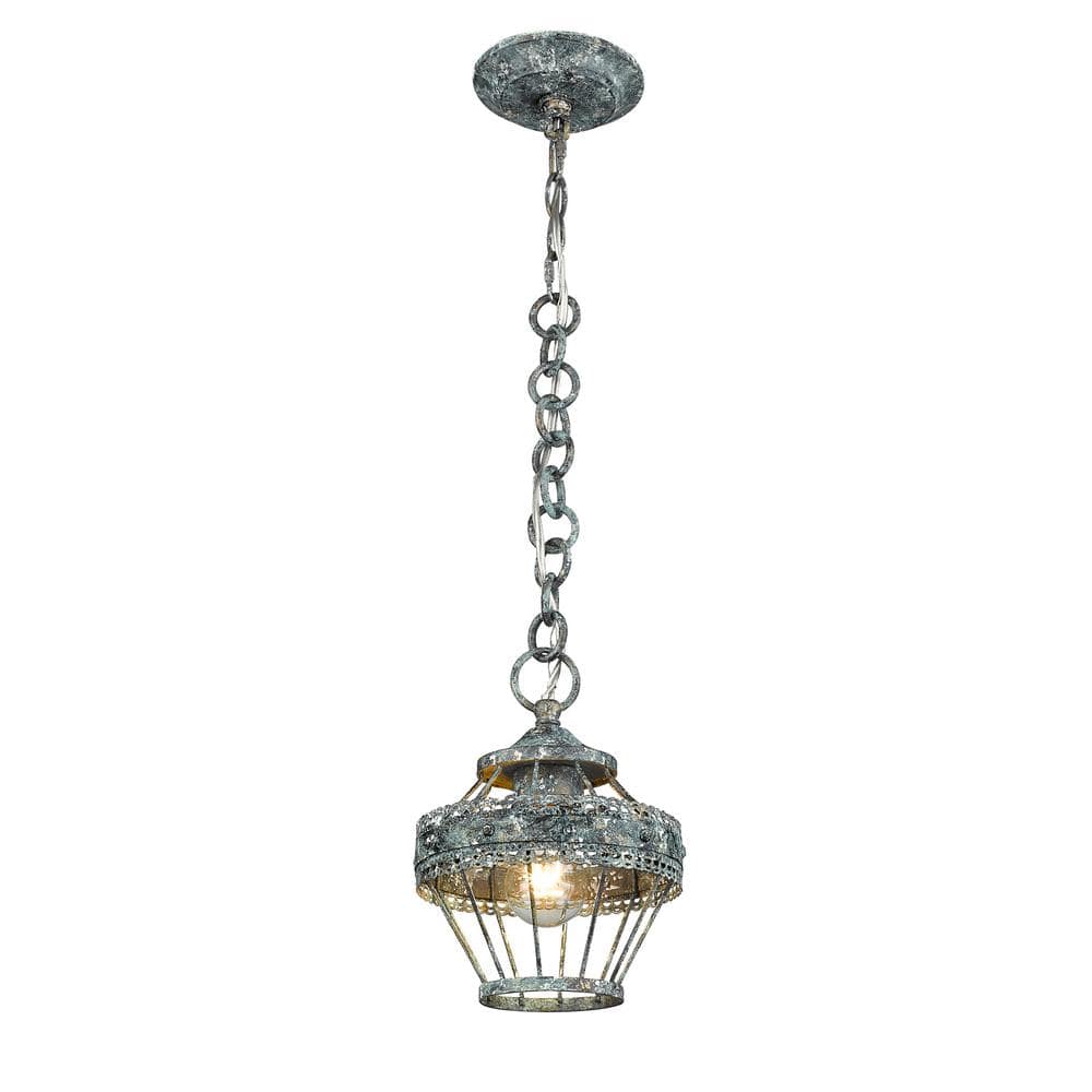 Rustic Blue Verde Patina Mini Pendant Light