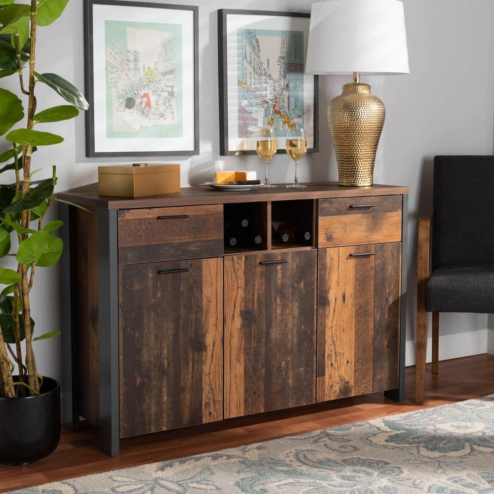 Ranger Rustic Brown Wood and Grey Metal Mid-Century Sideboard