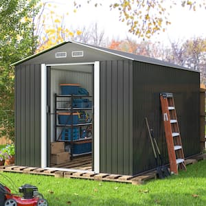 8 ft. W x 12 ft. D Large Outdoor Storage Metal Shed Garden Tool Steel Shed with Sliding Doors and Vents (96 sq. ft.)