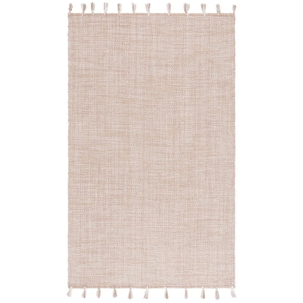 Montauk 5 ft. x 8 ft. Beige Distressed Solid Fringe Area Rug