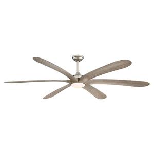 Jaydn 72 in. Integrated LED Indoor/Outdoor Nickel Downrod Mount Ceiling Fan with Light Kit and Remote