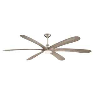 Jaydn 72 in. Integrated LED Nickel Downrod Mount Ceiling Fan with Light and Remote Control