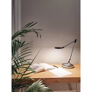 17.5 in. Silver Integrated LED Table Lamp with Adjustable Brightness