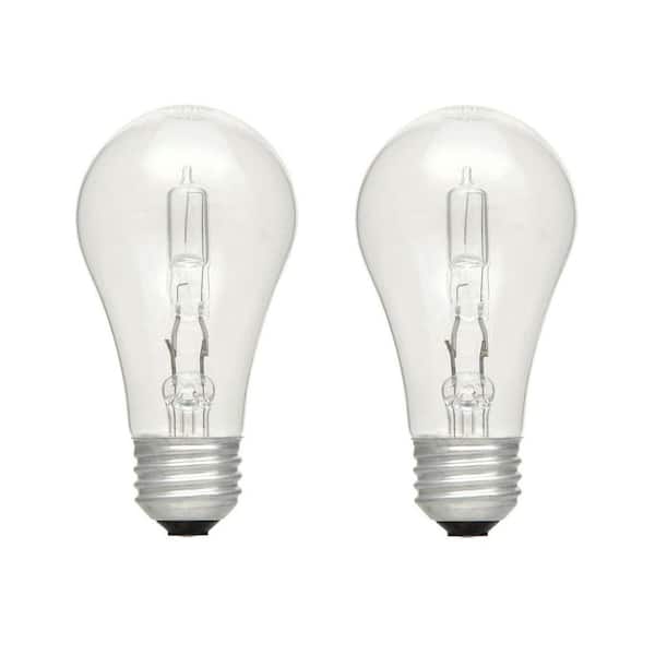 EcoSmart 100-Watt Equivalent A19 Dimmable Soft White Clear Halogen Light Bulb (2-Pack)