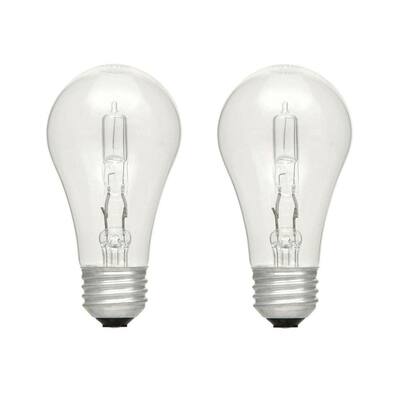 100-Watt Equivalent A19 Dimmable Soft White Clear Halogen Light Bulb (2-Pack)