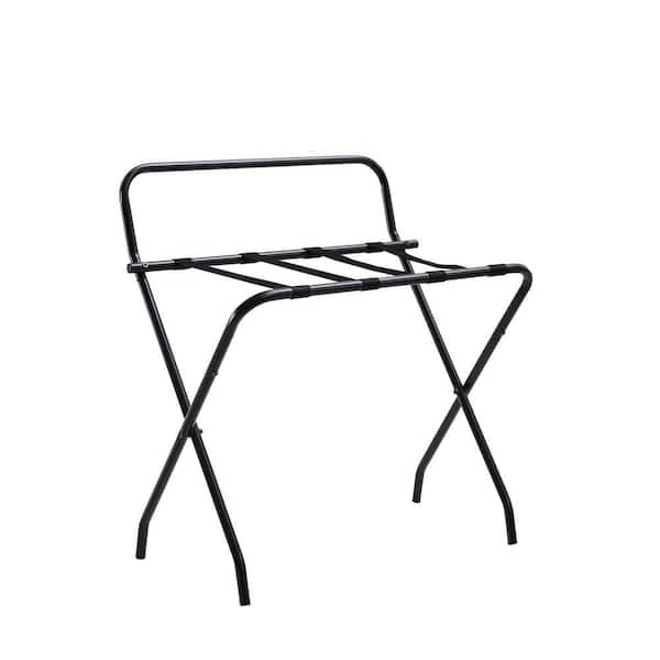 SignatureHome Ludlow Black Foldable Luggage Rack Suitcase Stand Back