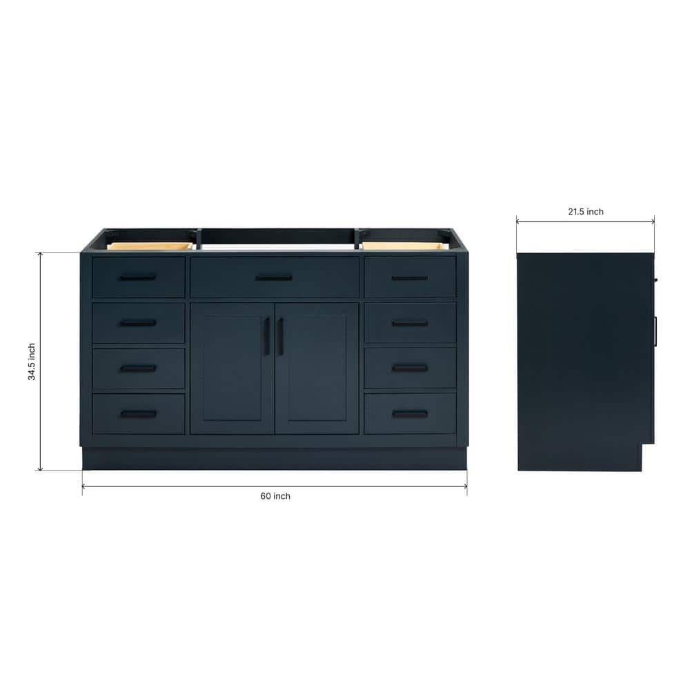 Midnight Blue 60" Freestanding Hardwood Bathroom Vanity