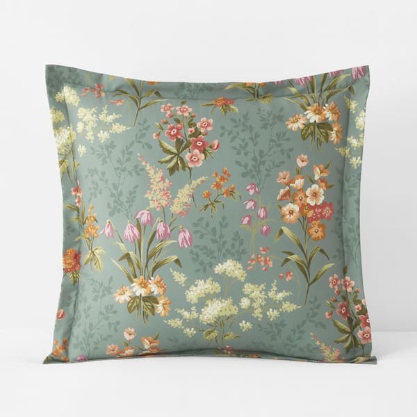 Legends Hotel Blooming Elegance Wrinkle-Free Olive Green Sateen Sham