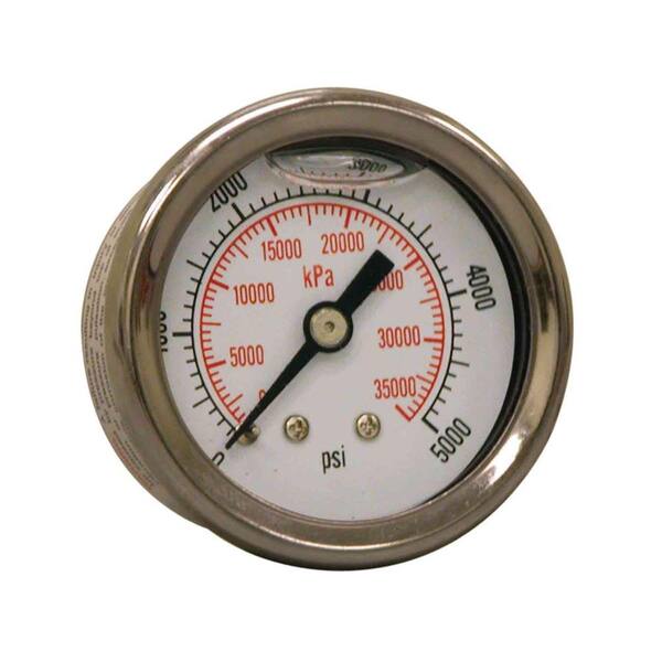 Winters Instruments PFQ Series 1.5 in. Stainless Steel Liquid Filled Case Pressure Gauge with 1/8 in. NPT CBM and Range of 0-5000 psi/kPa